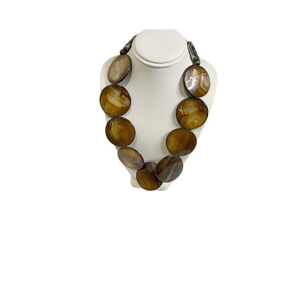 Natural Tiger Eye Gemstone Mix Shape Smooth Beads Necklace 16" Brown - Picture 1 of 4